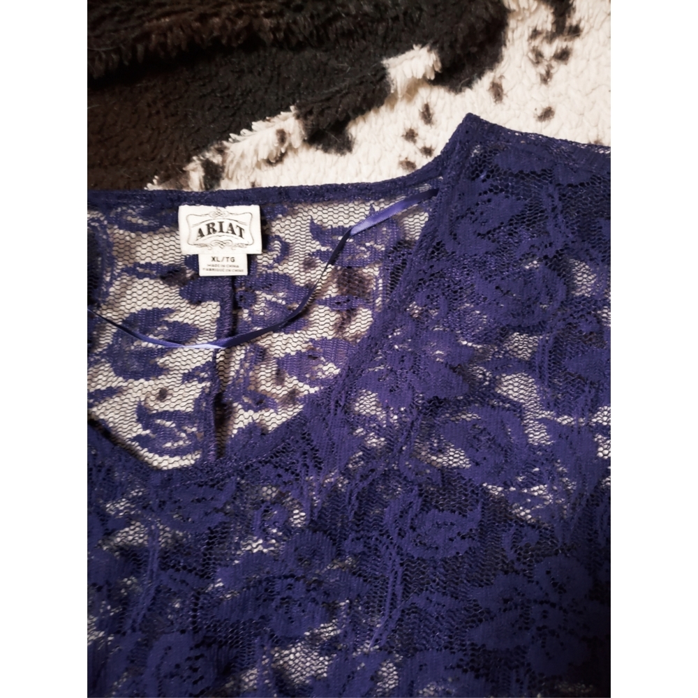 Ariat Royal Blue Lace Short-Sleeve Blouse